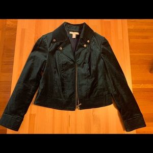 NWT,  Chico’s darkest teal velveteen zipper